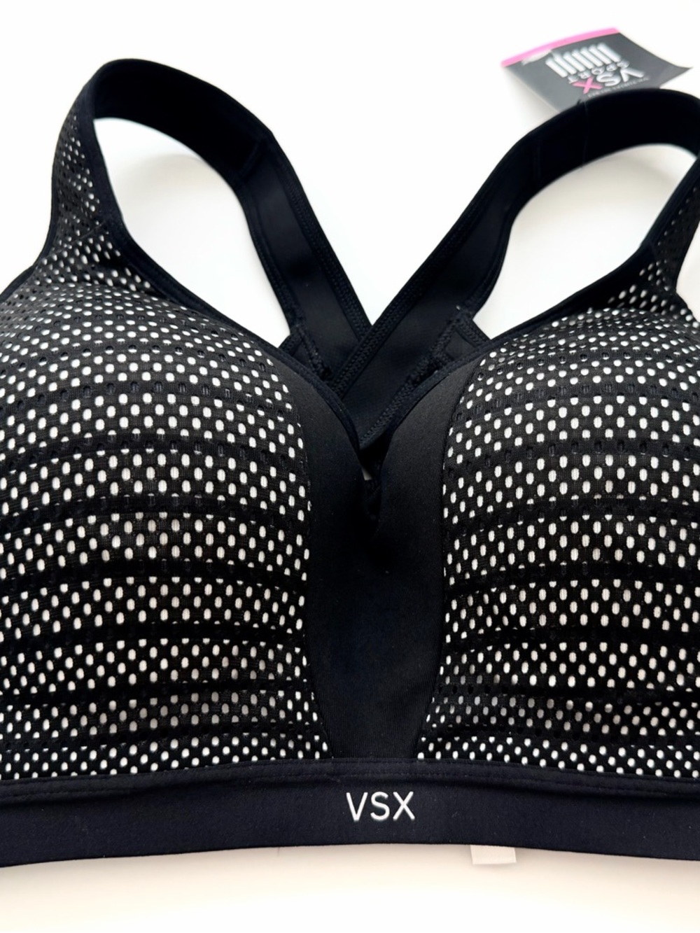 Victoria's Secret Black & White Dotted Mesh High-Impact Sports Bra - VSX Sport